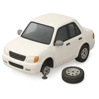 Car with Missing Wheel
